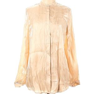 NWT  Ivory tall mandarin collar button down shirt